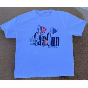 Vintage Graphic T-Shirt CanCun Mexico Neon Colors Short Sleeve Unisex L/XL
